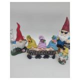 Garden Gnome Welcome Sign Set with Rain Gauge - Retail: $35