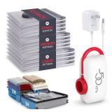 VMstr Vacuum Seal Bags for Clothing Travel, Carry-on Size for Luggage Compression Packing, Space Bags with High Pressure Electric Pump (DC Power) 12-Pack Combo Size Travel Set