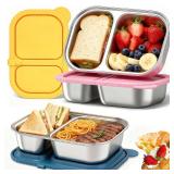 ACJRYO 3 Pack Stainless Steel Snack Container, Reusable Lunch Box for Kids & Adults, Leak Proof Food Storage Containers with Lid, Ideal for Office, School, Travel & Meal Prep