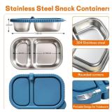 ACJRYO 3 Pack Stainless Steel Snack Container, Reusable Lunch Box for Kids & Adults, Leak Proof Food Storage Containers with Lid, Ideal for Office, School, Travel & Meal Prep