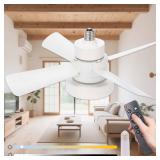 Yaoten Socket Fan Light with Remote, Dimmable LED Ceiling Fan (3000K-6500K), 3 Speed Choices, E26 Base Mini Fan Light for Bedroom, Kitchen, Garage