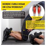 Nordic Hamstring Curl Strap with Fitness Knee Mat, Holds 420 Pounds for Hamstring Curls, Sit Up Bar for Floor, Spanish Squats, Ab Workout, 5 Seconds Setup Nordic Curl Home Fitness Equipment