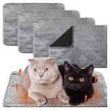 Drydiet 4 Pack Self Warming Cat Bed Mat Self Heating Pad for Dog Extra Warm Winter Pet Pad Washable Thermal Pads Mats for Pets Indoor Outdoor(Gray,20 x 28 Inch)