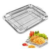 Air Fryer Basket for Oven, 15\' x 11\' Air Fryer Basket & Tray for Oven, Stainless Steel Baking Tray with 50 PCS Parchment Paper, Crisper Tray for Convection Oven
