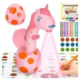 Drawing Projector for Kids: Unicorn Toys for Girls Aged 3+,Art and Craft Kit, Art Sketch Projector Drawing and Tracing Include 96 Stencils and 12 Markers, Projector for Learn to Draw Toy for Girls 3+