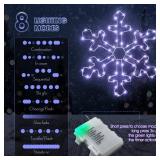 Hiboom 6 Pack 12 Inch Snowflake Christmas Window Lights, Battery Operated LED Hanging Snowflake Lights for Indoor Outdoor Christmas Window, Wall, Door, Glass Decorations