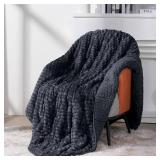 Topblan Weighted Blanket for Adults, 60\' x 80\' 15lbs, Soft Sherpa Queen Size Heavy Blanket with 3D Jacquard Turtle Shell Flannel Fleece for Couch and Bed