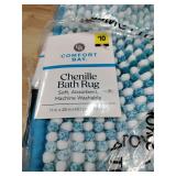 Comfort Bay Chenille Bath Rug - Blue and White