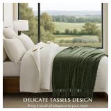 EverGrace Soft Chenille Throw Blanket for Couch, Cozy Plush Fuzzy Decorative Chenille Knit Throw Blanket with Tassels, Lightweight Blanket and Throws for Bed Sofa Gift Home Decor, Olive Green 50\'x60\