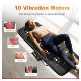 CILI Massage Mat Full Body,Massager Chair Pad,10 Vibration Motors & 5 Massage Modes,Back Massager for Bed,Massage Mattress Pad for Back,Heating Pad with Auto Shut Off