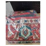 YJ.GWL Large Area Rug for Living Room, 5x8 Machine Washable Boho Rug for Bedroom, Low Pile Lightweight Thin Rugs Floral Vintage Distress Print Pattern Carpet for Dining Room, Red