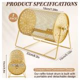 Teenyyou 7.09\' x 4.72\' Small Raffle Drum Upgraded Ticket Spinner Holds 600 Tickets Raffle Wheel Spinner with Stand Drum Cage for Games Events(Gold)