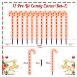 COOLWUFAN 24 Pack Chrismas Candy Cane Lights, 33'' Light Up Candy Cane Chrismas Decoration Outdoor Yard, Waterproof Xmas Outside Decor Pathway Lights