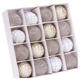 Sea Team Christmas Baubles Set of 16 80mm Christmas Tree Hanging Ornaments Decoration (Champagne and Matte)
