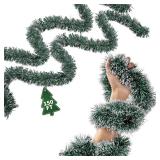 150Ft Christmas Garland - Xmas Tree Decorations, Christmas Tinsel Decorations for Indoor&Outdoor Home Decor, Christmas Metallic Twist Garland Ceiling Hanging Decorations for New Year(Green)