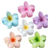 Sisiaipu Flower Hair Clips for Women 6 Pcs Hawaiian Large Claw Clips Plumeria Medium Hair Claw Clips for Thick Thin Hair Hibiscus Tropical Beach Hair Accessories for Women Girls and Girls (PS)