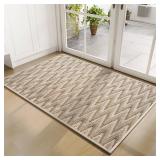 Indoor Door Mat 17x30, Dirt Resistant & Absorbent Doormat for Entryway Inside, Non-Slip Rubber Backing Front Door Mat Indoor Entrance, Low-Profile, Washable, Brown