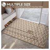 Indoor Door Mat 17x30, Dirt Resistant & Absorbent Doormat for Entryway Inside, Non-Slip Rubber Backing Front Door Mat Indoor Entrance, Low-Profile, Washable, Brown