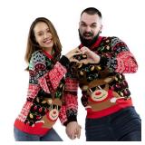 LED Ugly Christmas Sweater for Men, Unisex Women Xmas Pullover with Light for Party Festive Rudy Lit Up X-Large