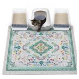 Glittme Cat Litter Mat with Non-Slip Bottom Litter Box Mat 40\'X30\' Litter Trapping Mat Easy to Clean Washable Cat Food Mat for Kitty,XL