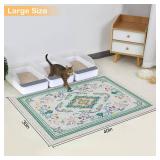 Glittme Cat Litter Mat with Non-Slip Bottom Litter Box Mat 40\'X30\' Litter Trapping Mat Easy to Clean Washable Cat Food Mat for Kitty,XL