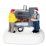 innodept12 Christmas Village Accessories Figurines Scene with LED Light, Battery Operated(3V) not Included (Grilling)