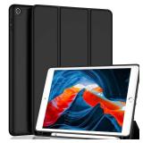 iMieet iPad 9th Generation Case 2021/iPad 8th Generation Case 2020 10.2 Inch with Pencil Holder, iPad 7th Gen 2019 Case with Soft Baby Skin Silicone Back, Auto Wake/Sleep Cover (Black)