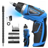 8V Cordless Screwdriver,6+1 Torque Max 10NÂ·m Electric Power Screwdriver with 47 Accessories,180Â°Pivoting Handle, 2000mAh Rechargeable Screw Gun&Bit Set with LED Light, Flexible Shaft,for Home,Of