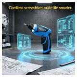 8V Cordless Screwdriver,6+1 Torque Max 10NÂ·m Electric Power Screwdriver with 47 Accessories,180Â°Pivoting Handle, 2000mAh Rechargeable Screw Gun&Bit Set with LED Light, Flexible Shaft,for Home,Of