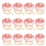 Flower Napkin Ring, Pink Rose Flower Napkin Rings Set of 12, Handmade Napkins Holder Table Decor, Napkins Buckles for Wedding Party Holiday Banquet Birthday Dinner Easter