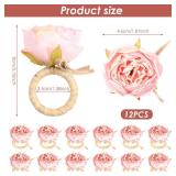 Flower Napkin Ring, Pink Rose Flower Napkin Rings Set of 12, Handmade Napkins Holder Table Decor, Napkins Buckles for Wedding Party Holiday Banquet Birthday Dinner Easter