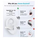 Boytond Ultra Open Ear Earbuds - Ergonomic Clip-On Earbuds, Bone Conduction Over-The-Ear Headphones with Waterproof Design and Secure Fit for Small Ears, Basic White