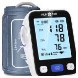 RunStar Upper Arm Blood Pressure Monitor with Wide Range Cuff (8.6'' -16.5'') for Home Use FSA&HSA Eligible, Automatic Digital BP Machine with Storage Bag, 2x99 Reading Memory