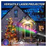 Christmas Laser Projector Light Outdoor: RGB 3 Colors Firefly Moving Laser Lights, IP65 Waterproof Star Projector Lights Show Decor for Garden Yard Holiday Party, Christmas Halloween New Year Gift