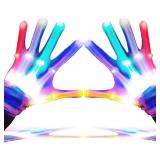 GLEDLOVES LED Finger Gloves - Light Up Gloves with 5 Color/6 Mode for Teen & Adult Gifts - Perfect for Halloween & Christmas Party (1 Pair/L)