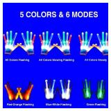GLEDLOVES LED Finger Gloves - Light Up Gloves with 5 Color/6 Mode for Teen & Adult Gifts - Perfect for Halloween & Christmas Party (1 Pair/L)