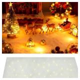 A 1 Pc Christmas Snow Blanket with LED Lights 47.2 x 8.7 inch Artificial Snow Table Runner Mantel Scarf Light Up with LED Ropes Table Decor for Christmas Village Decorations