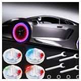 4 Pieces Car Tire Lights Wheel Valve Stem Lamp Cap Lights Car Solar Led Tire Lights Solar Energy Flashing Lights for Vehicles Car Motorcycles Bicycles