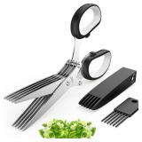2025 Upgraded Herb Scissors, Effortless Herb Shears Cutter Tool with Sharp Stainless Steel Blades for Fresh Herbs, Must-Have Kitchen & Cooking Gadget, Black