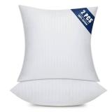 OKBA Set of 2 Throw Pillow Inserts, Hypoallergenic Soft & Firm Cushions with 100% Cotton Cover, 14x14 Pillows Filler for Side Sleepers, Sofa, Bed and Home Decor, Indoor Quality Hotel Pillows