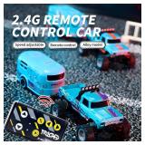 Flashstar Mini Rc Truck, 1:64 Scale Monster Truck Remote Control Car with Lights, 2.4Ghz Mini Alloy Remote Control, Speed/Steering Adjustable (Orange)