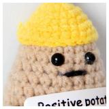 KALAWALK Funny Positive Potatoes 1 Pcs Crochet with Positive Affirmations Cards for Inspirational Novelty Happy Potato for Party Decorations(brown2-yellowcap)