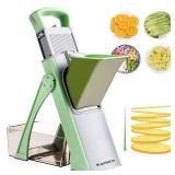 Upgrade Safe Mandoline Slicer for Kitchen, SupMaKin Bigger Entrance Vegetable Food Slice Potato Slicer Chopper, Adjustable Thickness Multi Mandolin, Julienne + Dicer Kitchen Must Haves Green