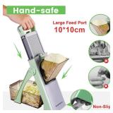 Upgrade Safe Mandoline Slicer for Kitchen, SupMaKin Bigger Entrance Vegetable Food Slice Potato Slicer Chopper, Adjustable Thickness Multi Mandolin, Julienne + Dicer Kitchen Must Haves Green