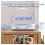KUNPHY Ultrasonic Jewelry Cleaner, Jewelry Cleaner Machine 12oz 46KHz, Professional Sonic Cleaner with One-Touch Operation, Sonic Cleaner for Rings, Glasses, Jewelry, Dentures White
