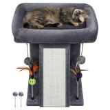 TWDEPART Cat Tree Tower with Cat Scratching Post for Indoor Cats, Activity Centre Climbing Tree with Scratching Board and Playful Toy Balls, Grey