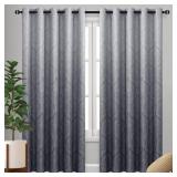DWCN Grey Ombre Blackout Curtains for Bedroom - Damask Patterned Thermal Insulated Energy Saving Grommet Curtains for Living Room, Set of 2 Gradient Window Curtain Panels, 70 x 84 Inch Length, Grey