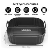PINTAUR Square Silicone Air Fryer Liners 2 Pack, Compatible with Ninja AF141 181, 8.5 Inch Air Fryer Liners for COSORI 5-6.5 QT, Reusable Silicone Basket, Air Fryer Accessories