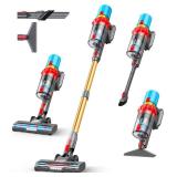 KZJKZJ Cordless Vacuum Cleaner, 550W 70Mins Powerful Suction Stick Vacuum, Anti-Tangle, Lightweight Vacuum Cleaner for Home, Rechargeable Vacuum Cordless for Hard Floor/Carpet/Pet Hair, LED Screen