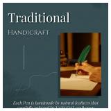 VANGOAL Vintage Green Feather Pen and Ink Set, Classic Series Goose Quill Pen with Carving Pen Stand, Calligraphy Pen Nibs, Black Dip Pen Ink, Antique Writing Gift for Writer